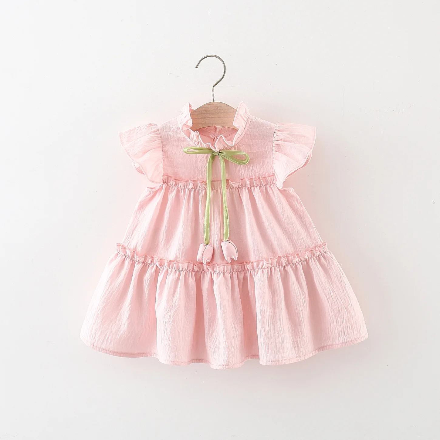 

2024 Summer New Solid Color Baby Girls Tulip Dress Kids Clothes