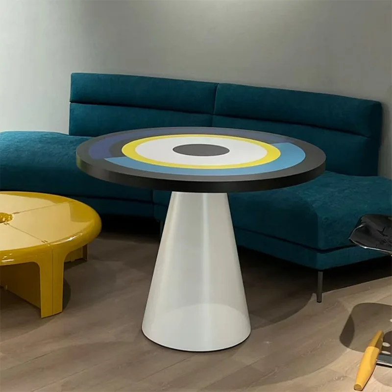 

Modern minimalist creative color round bullseye coffee table designer art round dining table