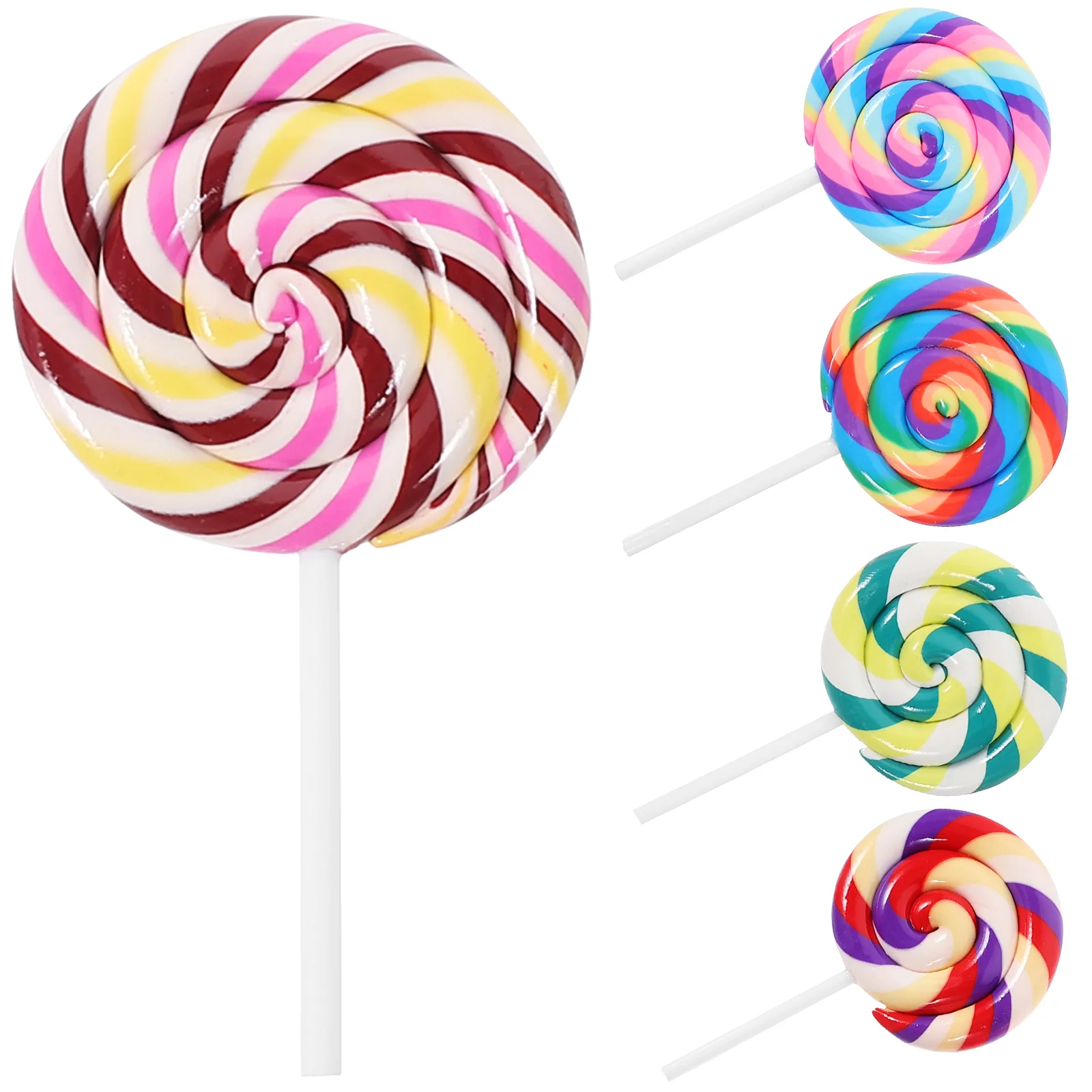 5 PCS Simulation Lollipop Lanyard Apparel Decorative Brooches Large Clay Suite Child
