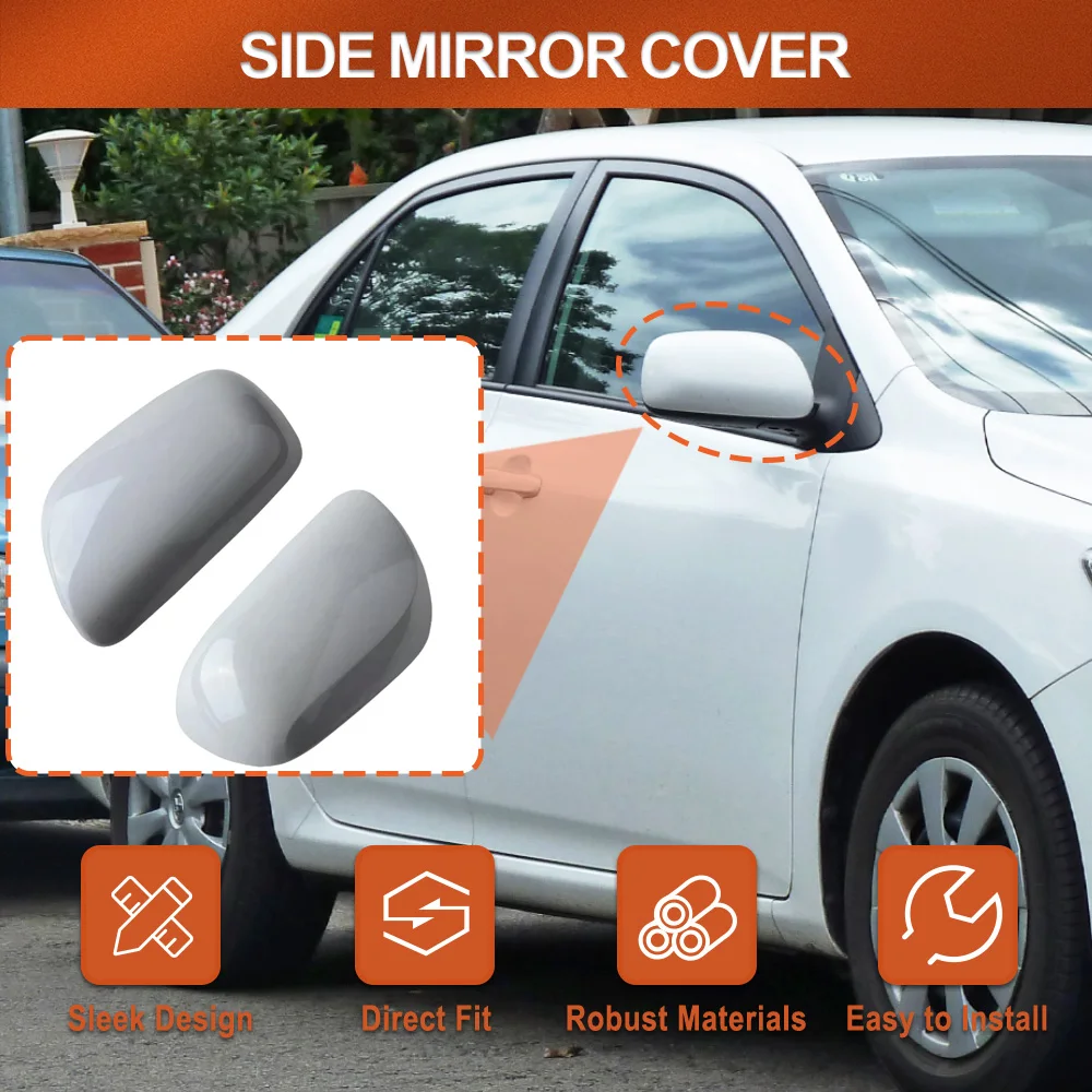  2pcs Side Door Wing Rearview Mirror Housing Cover Cap White  For Toyota Corolla 2007-2013 87915-02910 87945-02910