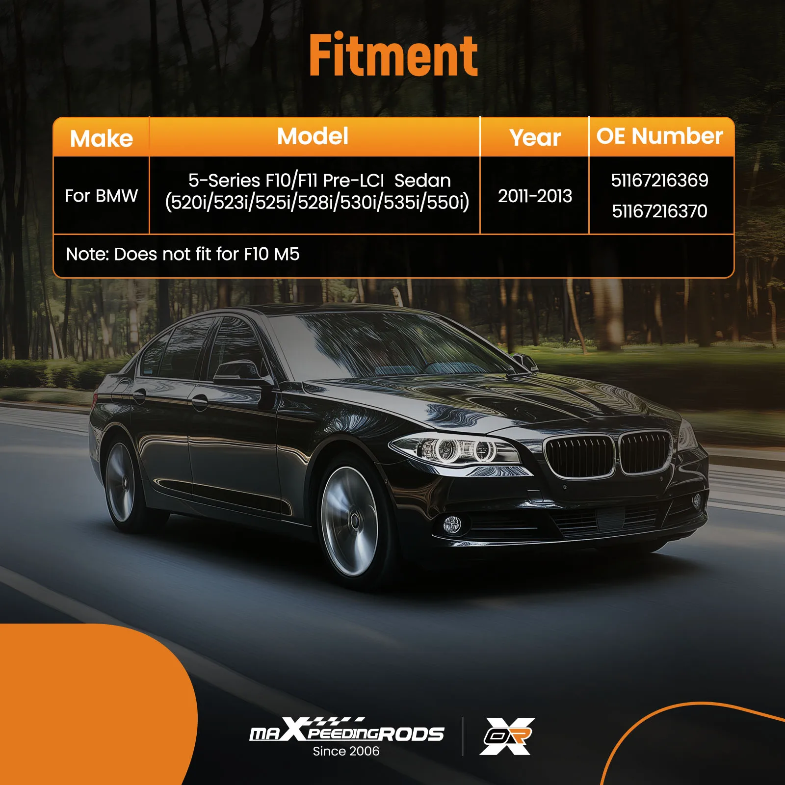 

Накладки на боковые зеркала для BMW F10 F11 5-й серии 51167216369, карбон, черные