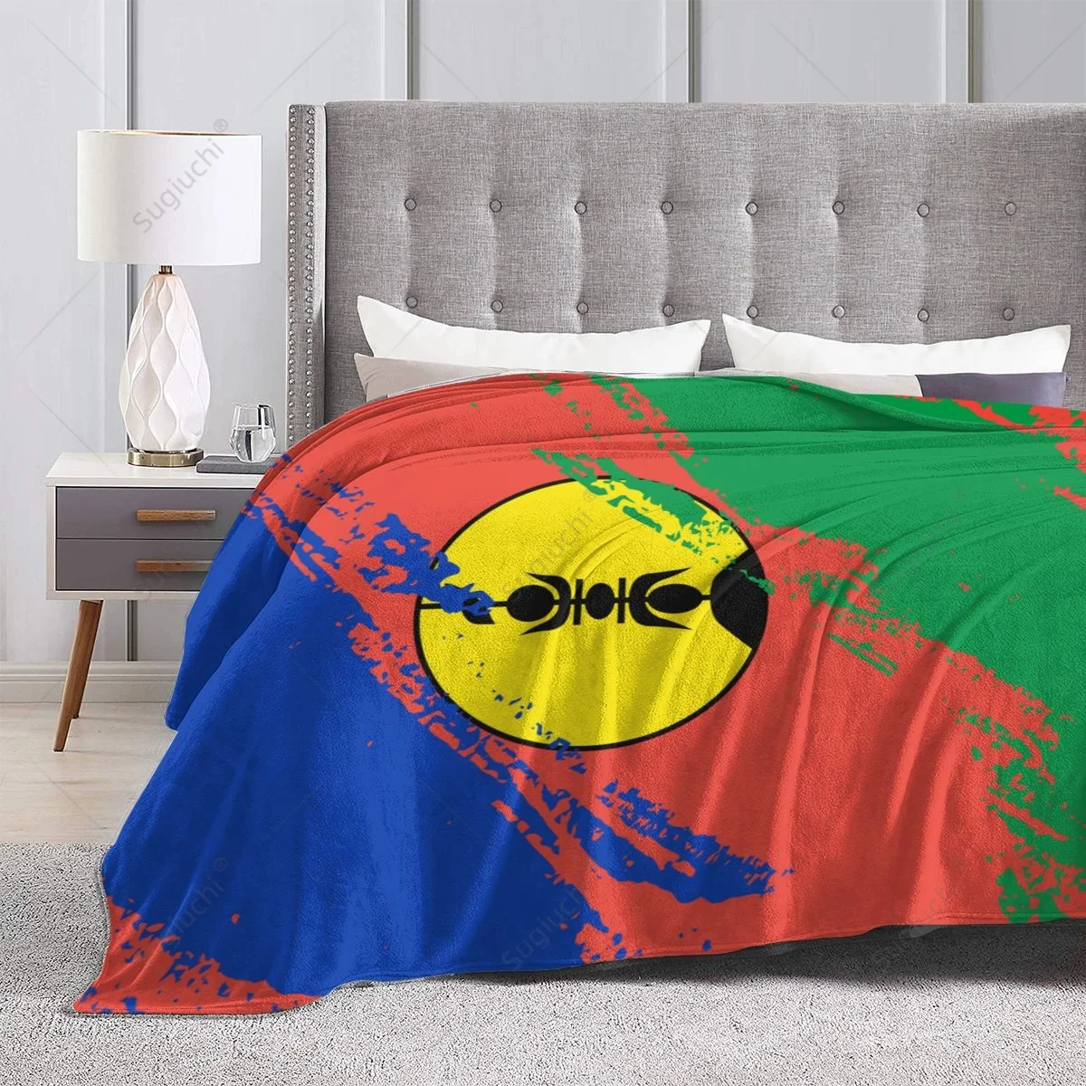 Blanket New Caledonia Flag Color Flannel Multifunction Camping Sofa Cover Keep Warm