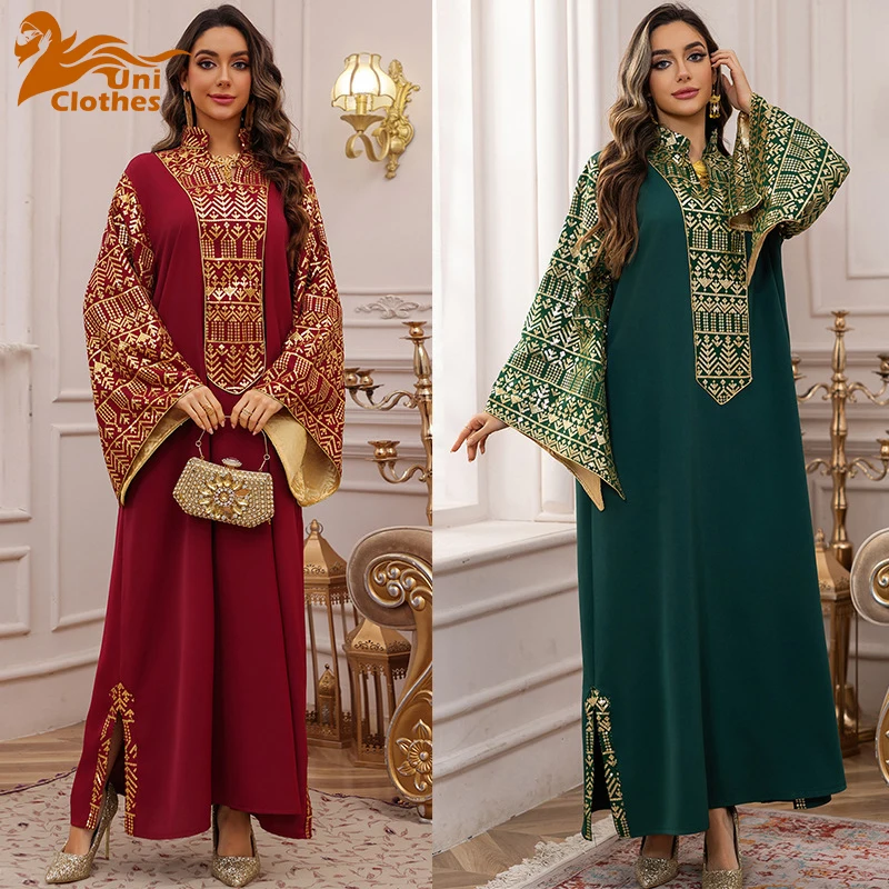 

UNI New Abaya Arab Women Long Sleeve Long Sleeve Caftan Islamic Clothing Sequin Kaftan Robe Muslim Evening Gown