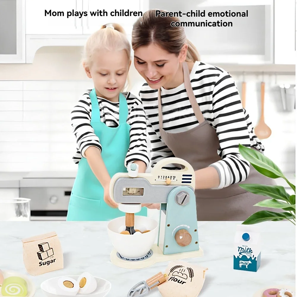 Drewniane zabawki do zabawy w kuchnię Symulacja Drewniany mikser Akcesoria Udawanie jedzenia Wczesna edukacja