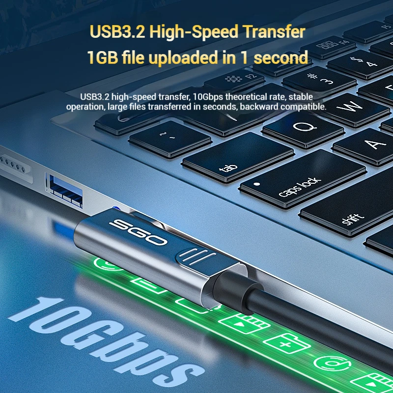 Ultra Slim USB C Fiber Optic Cable Right Angle VR Cable 10Gbps USB 3.2 Gen2 Active Optical Data Transfer for VR/AR PD60W Charge