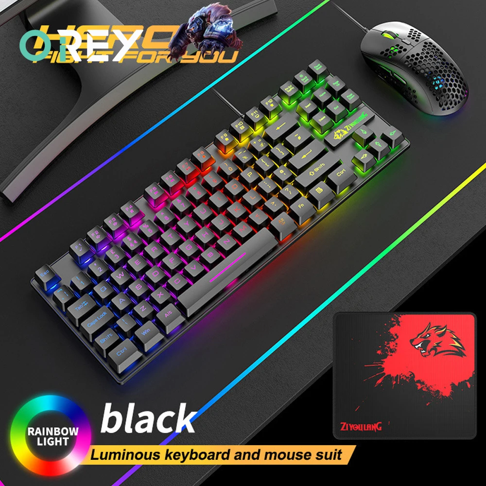 Mechanical feel Gaming Keyboard Mouse Combo For Laptop PC Gamer Computer Magic Ergonomic RGB Backlight Wire Keyboard Mouse Set