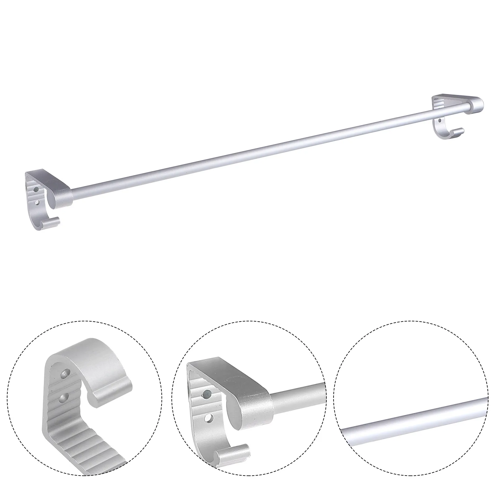

Rack Lightweight Heavy Duty Bathroom Kitchen Storage Single Pole Towel Holder Side Hooks Smooth Install