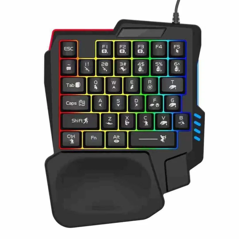 One-Handed Wired 35 Keys Gaming Keypad USB Keyboard Rgb Luminous Game Keyboards for Tablet Colorful Ergonomics Gamer Hand Rest