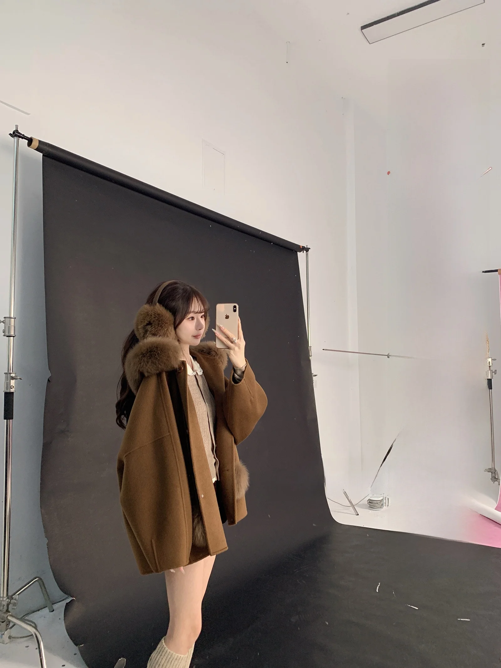 

New Color Fur ort Coat Korean Sle Commute Loose Fit Daily Wear Pure Wool And Camere Youth Fem Winter Jaet