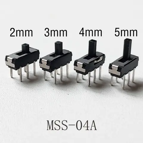 10PCS 6Pin DIP 미니 슬라이드 스위치 2 위치 마이크로 토글 스위치 2P2T 9.0X3.5mm H = 2/3/4/5mm 수직 슬라이드 스위치 MSS-04A