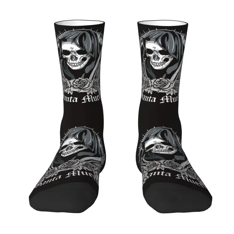 Funny Santa Muerte Female Deity Mexican Satanic Dead Sugar Skull Socks Women Men Warm 3D Printing Sports Football Socks