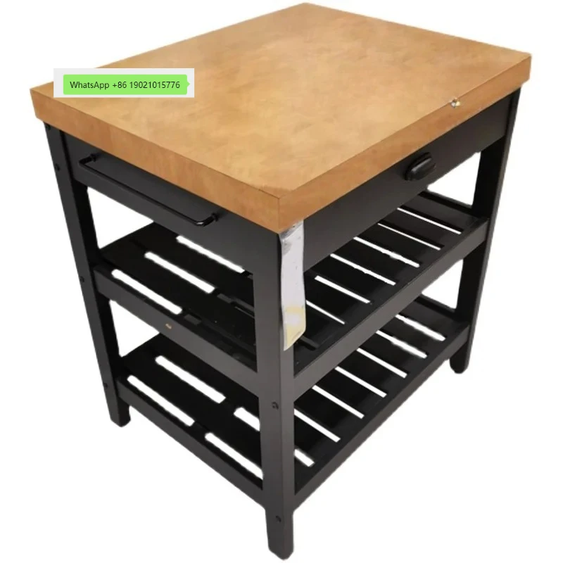 Open kitchen, island platform, single integrated household solid wood dining side table, movable cooking table