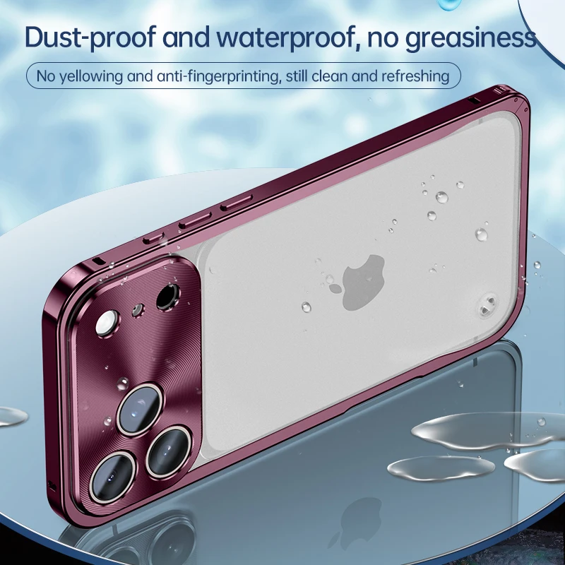Magnetyczne etui na telefon z metalową ramką do iPhone 17 18 Pro Max, aluminiowa klamra, pokrowiec na telefon kompatybilny z Magsafe, matowy panel tylny z PC. — zdjęcie produktu 3