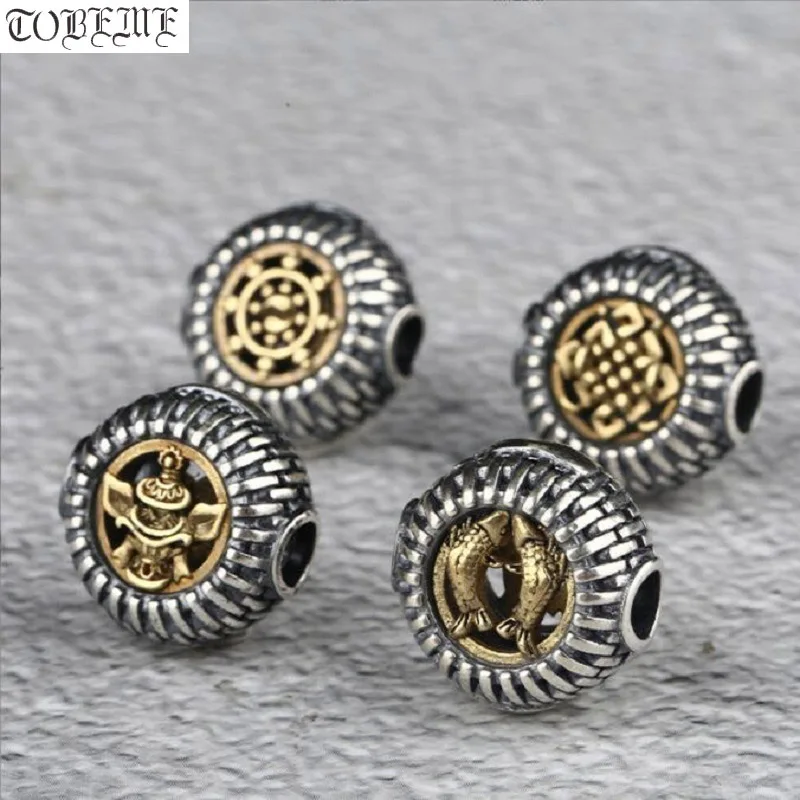 

Handmade 925 Silver Tibetan Lucky Babao Symbol Beads the Eight Buddhist Auspicious Symbol Beads