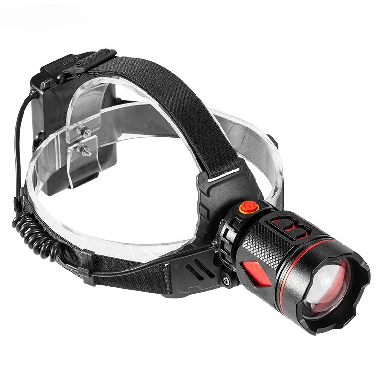 Multifunctional LED Gesture Sensing Headlamp Zoom Outdoor Adventure Fishing Strong Bald Head Light With Type-C USB Cable