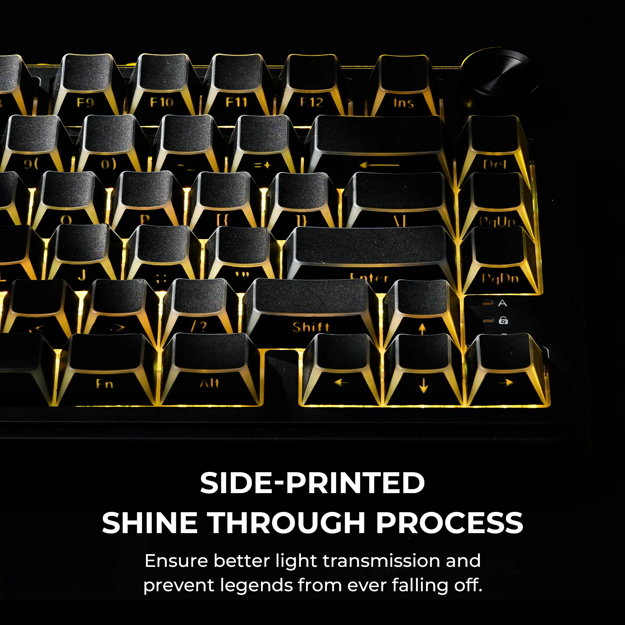 Black PRISM Shadow Shine-Through Cherry Profile 132-Key PBT Keycap Set for 60 75 87 100 Mechnical Keyboard