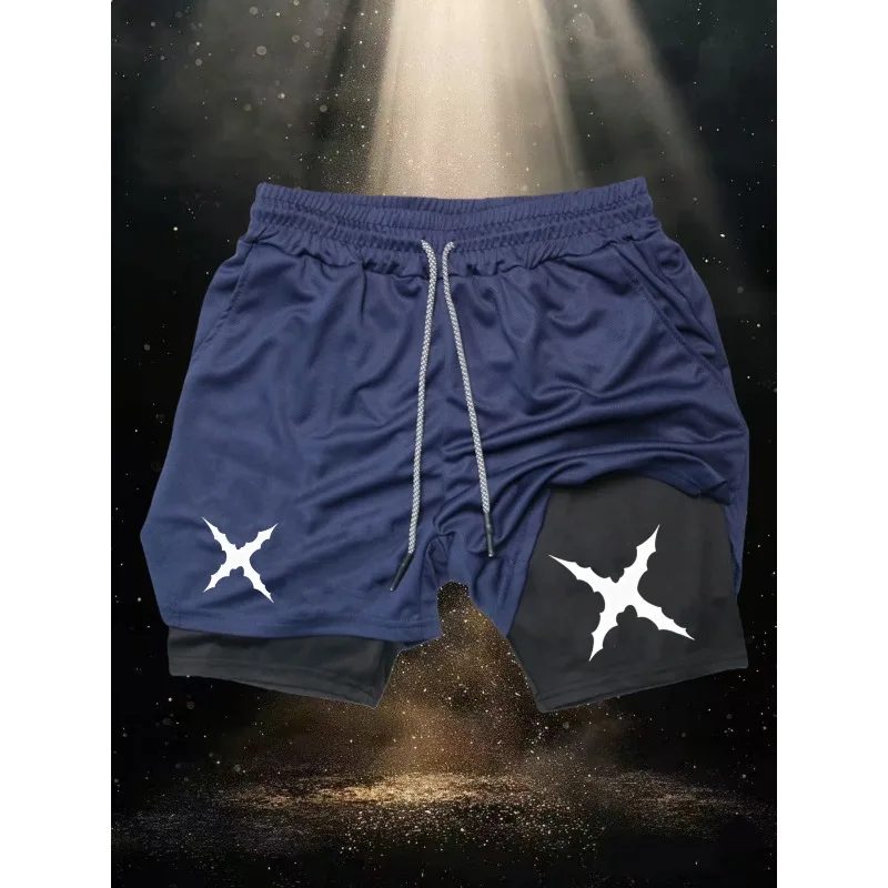 

New Men's breathable quick drying fitness shorts, men's double-layer sports shorts quick drying breathable 2-in-1 running shorts