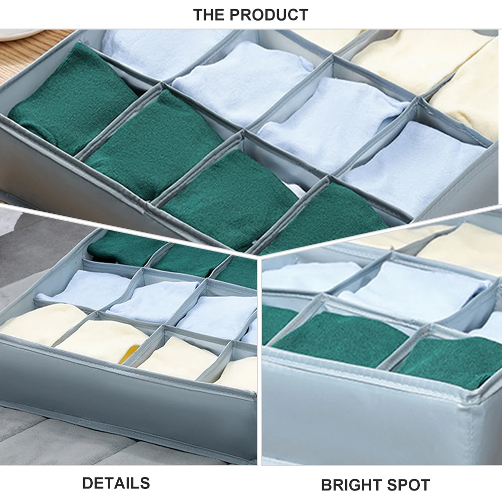 

12 Cells Underwear Storage ganizer Sock Box Light Grey Closet Drawer Dividers Foldable Polyester Easy Storage Solution