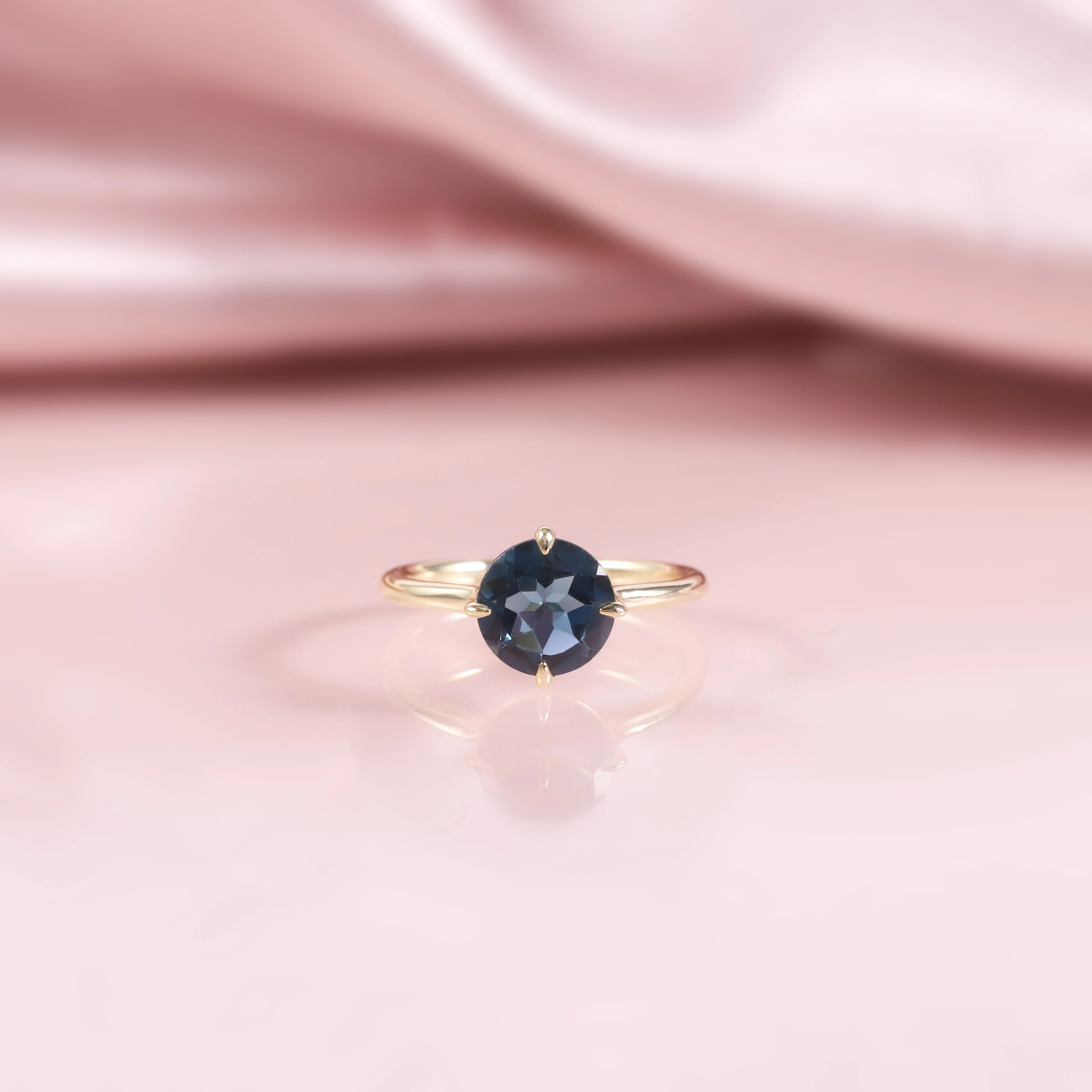 Gem's ballet 18k banhado a ouro prata redonda 8mm 2.67ct londres azul topázio pedra de aniversário solitaire águia pontas anel de noivado para ela