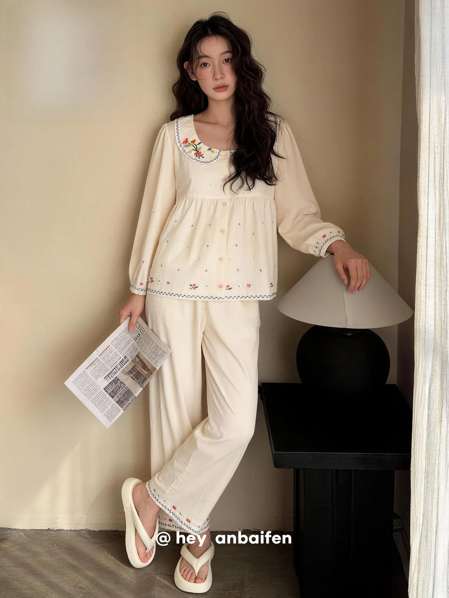 pyjama-en-coton-a-imprime-floral-ideal-pour-le-printemps-et-l’automne-avec-manches-longues-col-en-forme-de-« babydoll »-et-pantalon-long-vetements-d’interieur-pour-femmes-peut-etre-porte-par-les-filles