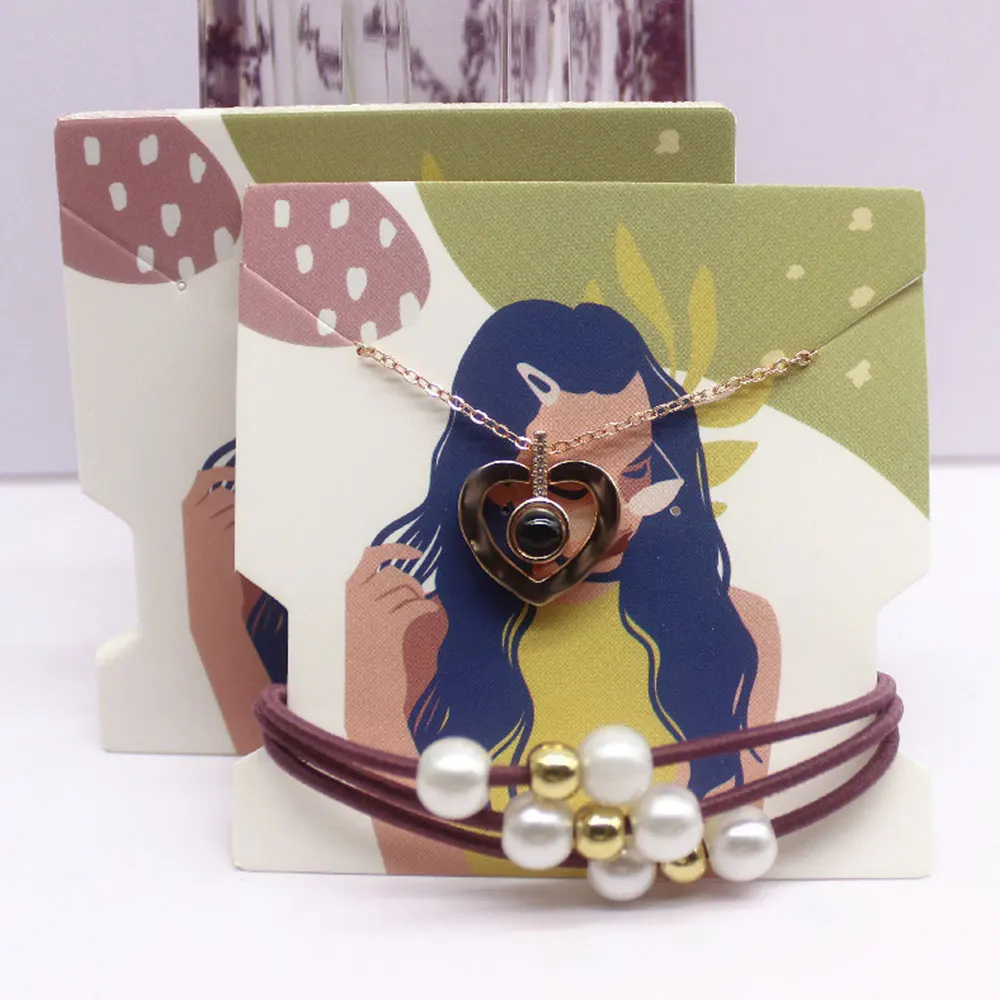 10/50pcs 7.4x7.4cm Fashion Women\'s Jewelry Packaging Cards Earrings Necklace Display Card Holder for DIY Jewelry Package Supply