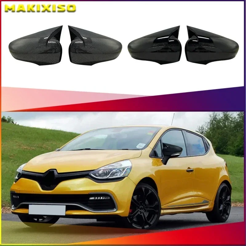

2 Pcs Mirror Covers Caps RearView Mirror Case Gloss Black New Bat Style High Quality ABS Plastic For Renault Clio 4 2012 - 2019