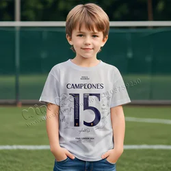 3D Printing Real Madrid Champions men's and children's 2024 summer children's clothing children's cool T-shirts  boys' clothing