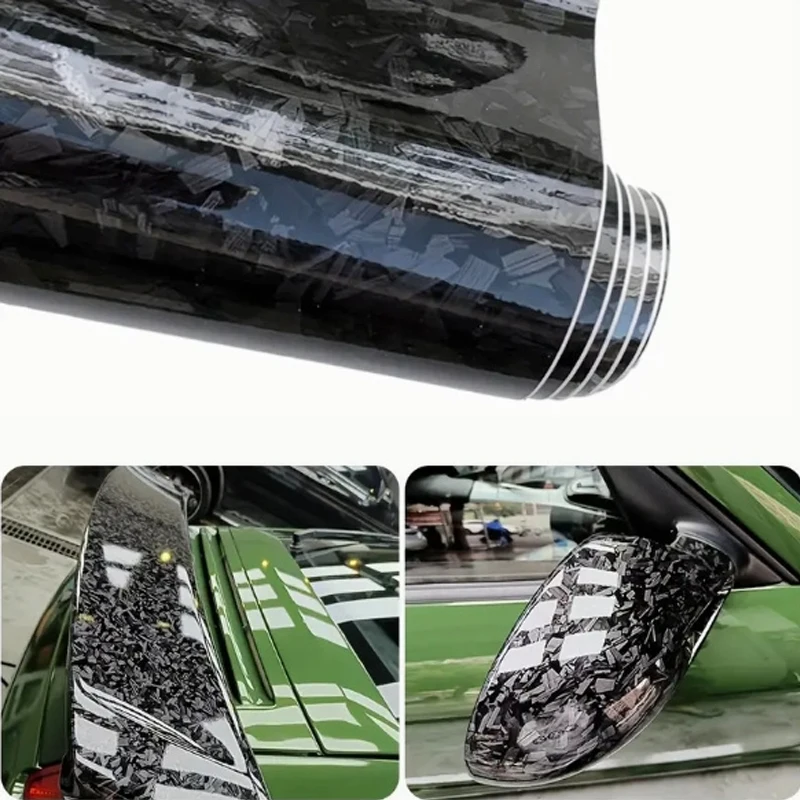 

High Glossy Forged Carbon Fiber Black silver Wrapping Vinyl Film For Motorcycle Stickers Decals Auto Car Accessories Wrap Foil