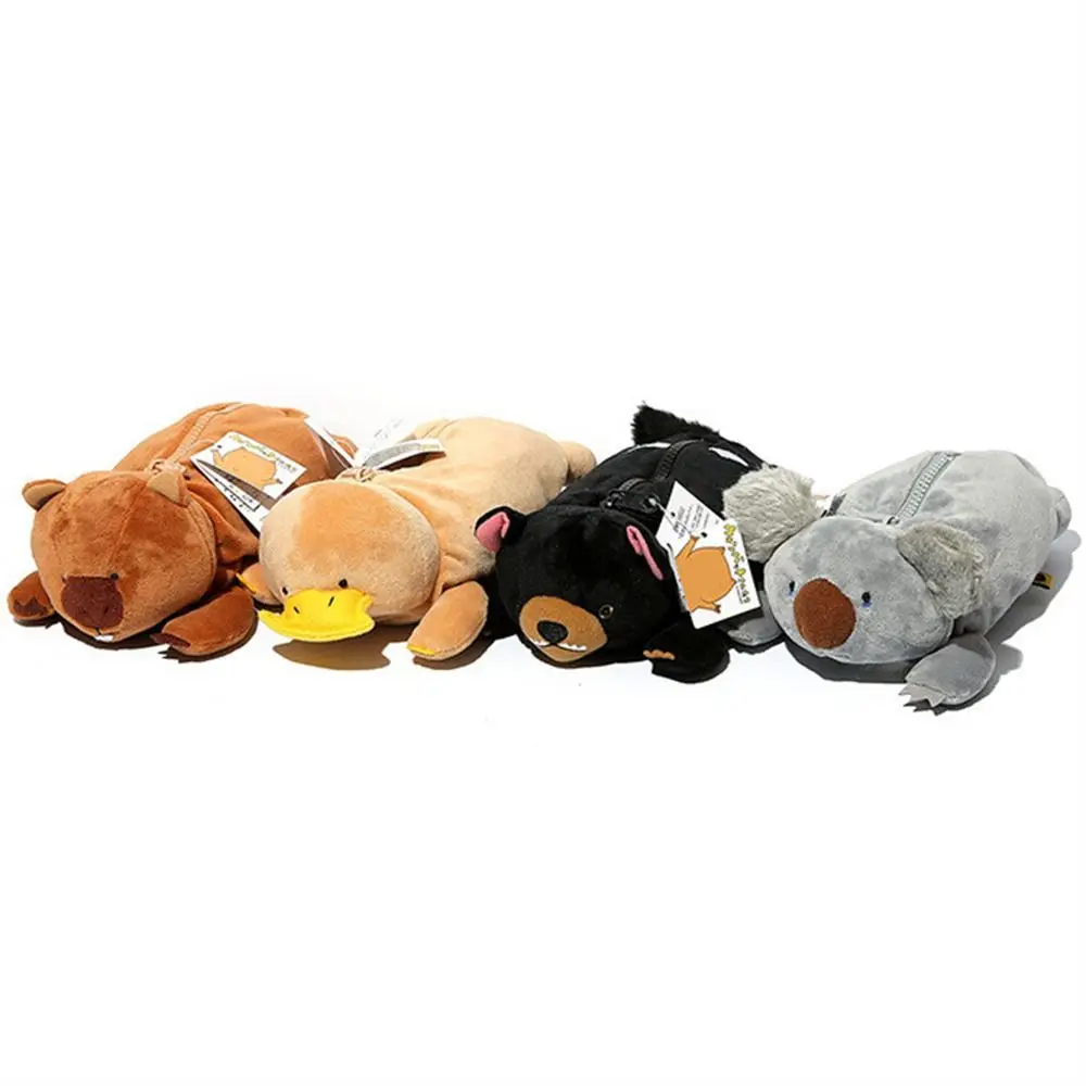 Wombat Family Plush Pencil Case Stuffed Animal Black Dog Stationery Bag Cosmetics Case Cartoon Pencil Bag Makeup Pouch