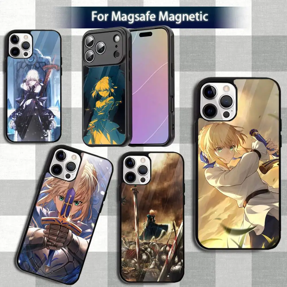 

Fate StayS Night S-Saber-es Phone Case For iPhone 13,12,15,17,11,16,14,Pro,Max,Plus,Mini,Magsafe,Magnetic Wireless Charging Case