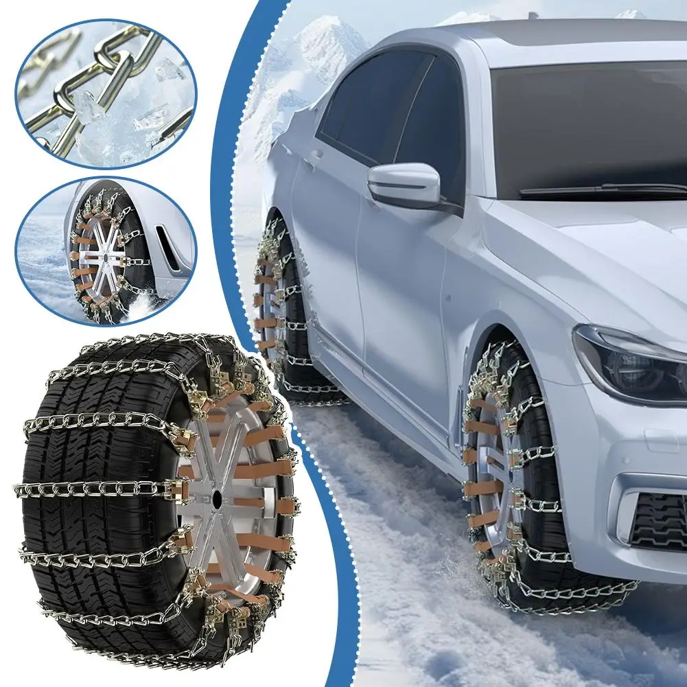Manganese Steel Snow Chains Heavy Duty Anti Skid for Winter Roads Fits Car SUV Truck Emergency Off Road Traction Aid