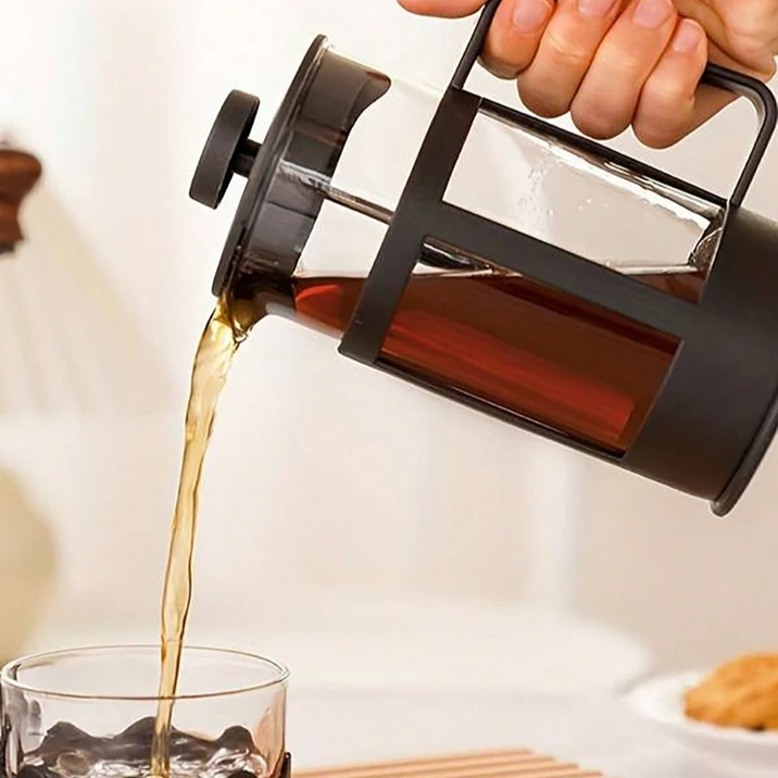 وعاء ضغط القهوة الفرنسي مع فلتر زجاج البورسليكات العالي إبريق قهوة يدوي متعدد الوظائف أدوات وعاء حليب الشاي