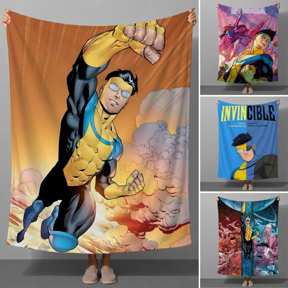 Comic I-Invincible Superhero Animation Throw Soft Flannel Throw Blanket for Couch Bed Sofa Warm Cozy Lightweight All Season
