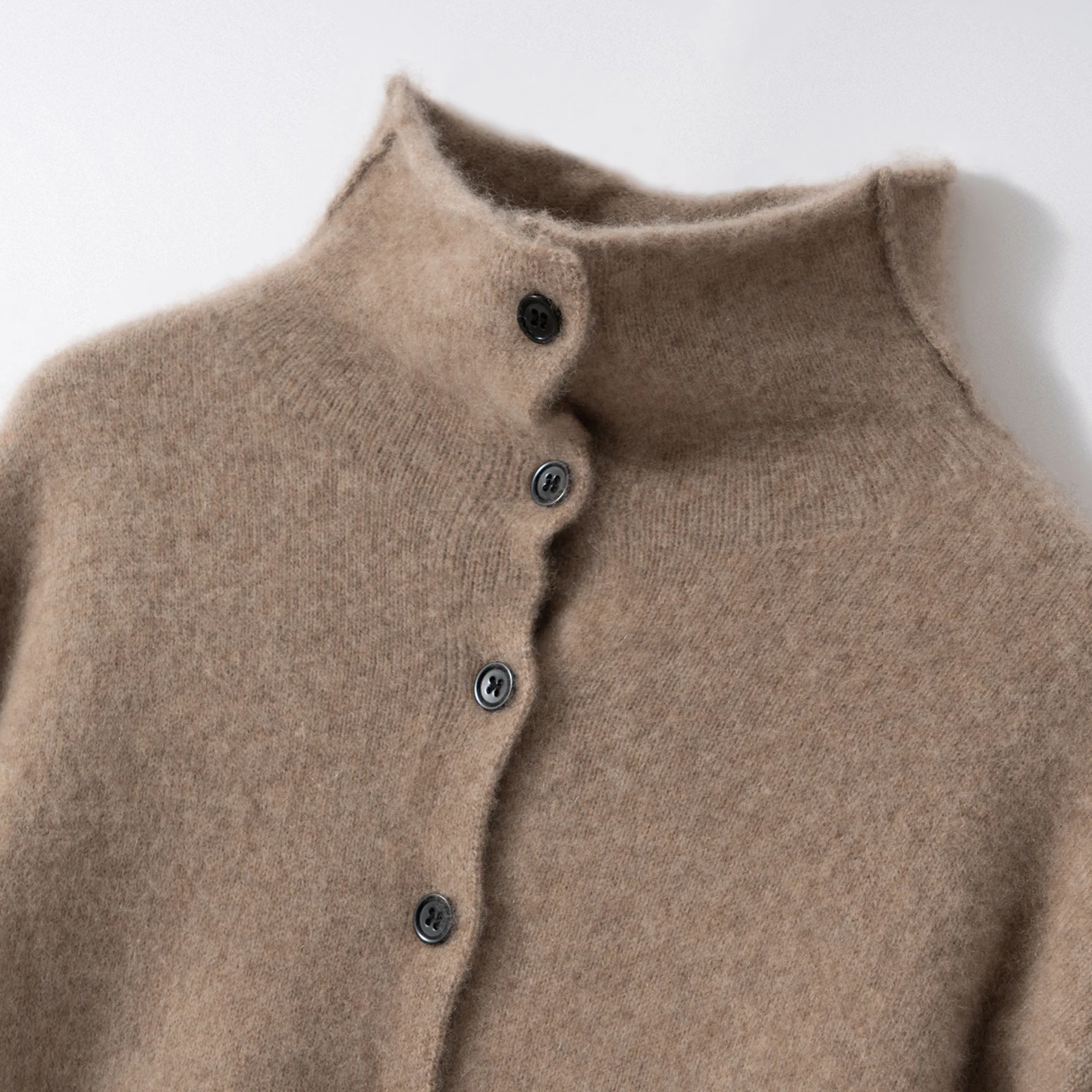 

100% Pure Cashmere Cardigan Sweater Autumn Winter Turtle Neck Light Luxury Women Single Breasted Inner Knitted Tops High Quality