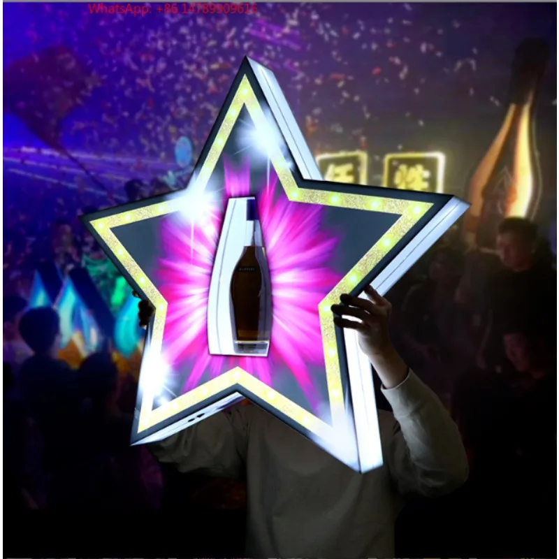 

Premium Custom LED Liquor Display StandNightclub Star Bottle Presenter LED Illuminated Colorful Star Champagne Bottle Presenter