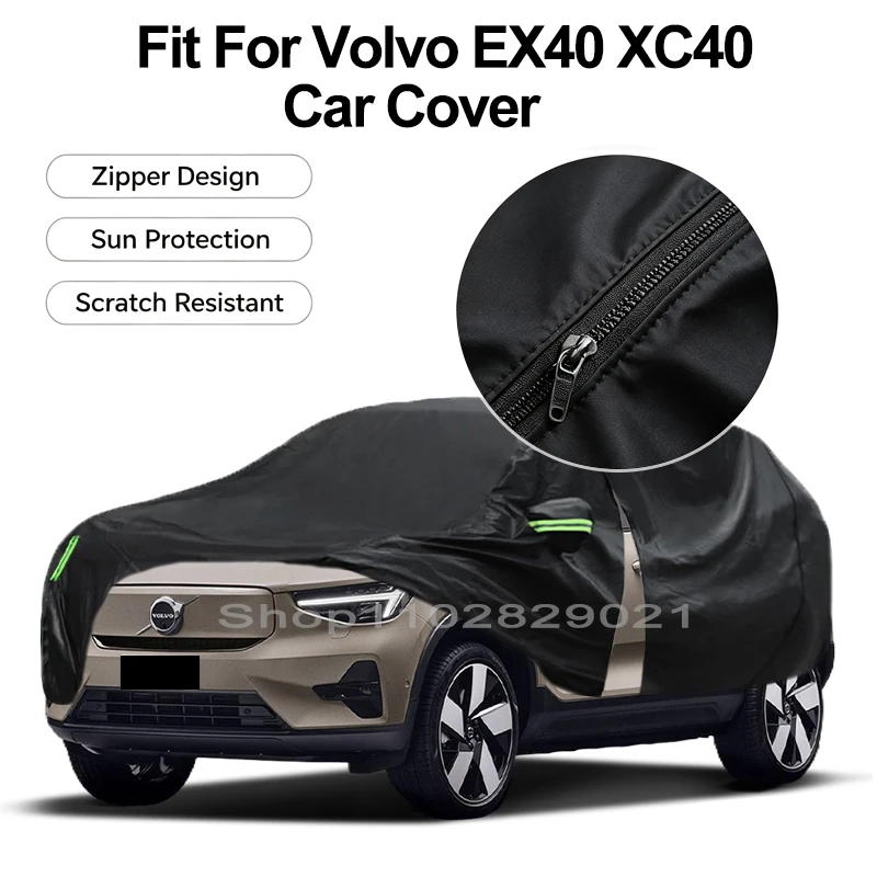Zipper Door Waterproof Car Cover For Volvo EX40 XC40 Windproof Dustproof UV Protection All Weather Auto Protector