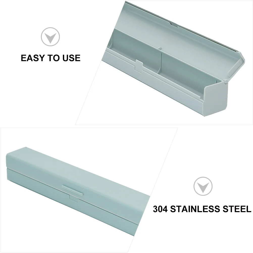 

3Pcs Food Cling Wrap Box Stainless Steel Cutter Easy Dispense and Cut Wrap Storage Container Kitchen Organizer Tool