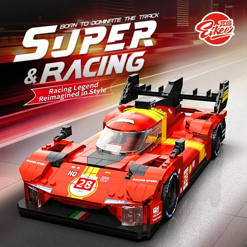 

980PCS 24H Le Mans Super Racing Car Building Blocks, 499P Model 16 Grids Bricks Set, Birthday Gift Toys for Kids and Adults