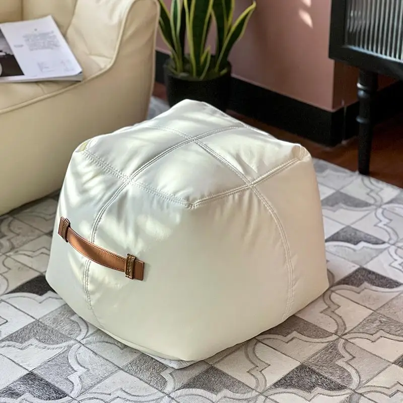 

Скандинавский диван для гостиной, подставка для ног, квадратный ручной мешок-погремушка из искусственной кожи, подушка для сиденья, высокий красивый входной табурет для смены обуви