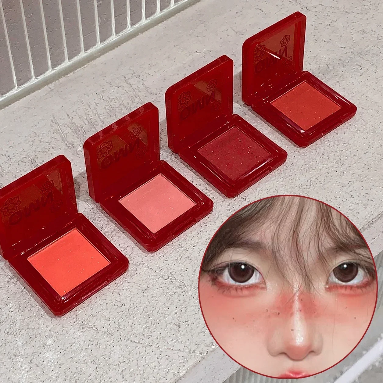 Rosso Red Brighten Face Blush Palette Face Contouring Blusher Cheek Tint Peach Rouge กันน้ํา Monochrome Matte หญิงแต่งหน้า