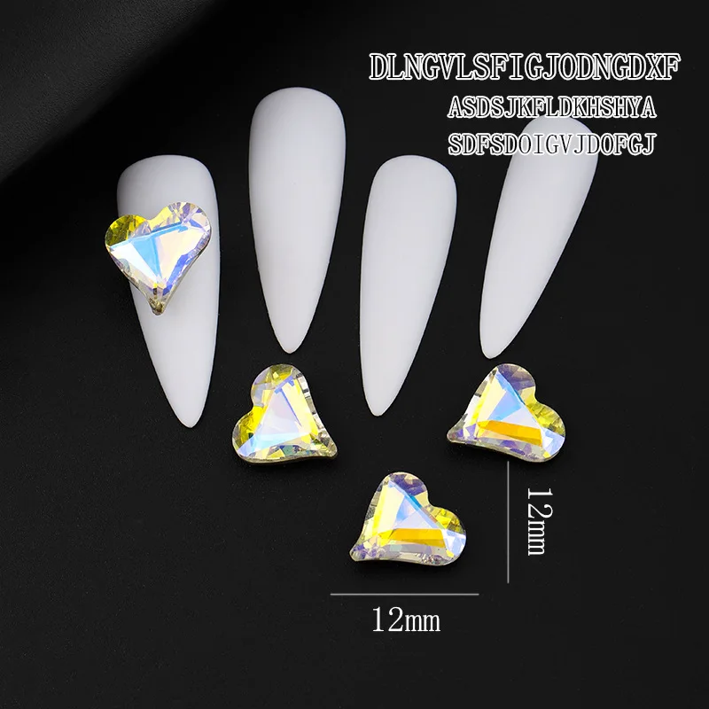 10pcs/lot Nail Enhancement Crystal Fantasy Twisted Heart Diamond Moonlight Peach Heart Pointed Bottom Diamond Nail Decoration