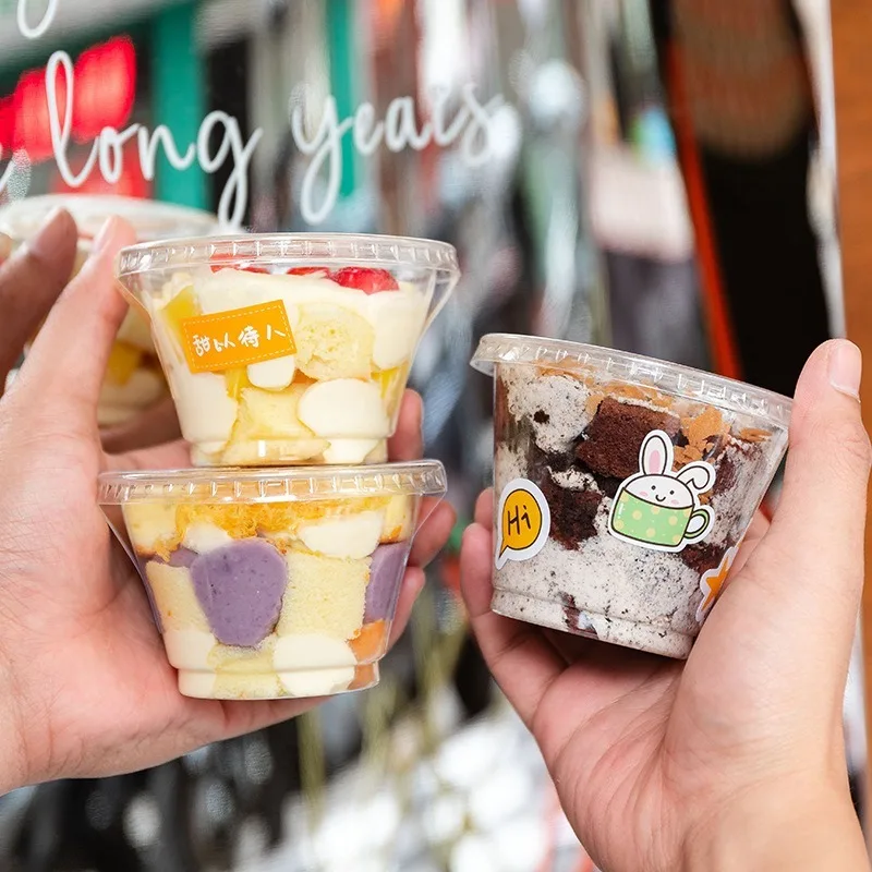 Plastic Cups with Lids - Mini Cream Cake Boxes, Transparent Plastic Tiramisu Packaging, Pudding Packaging, Mini Cake Packaging