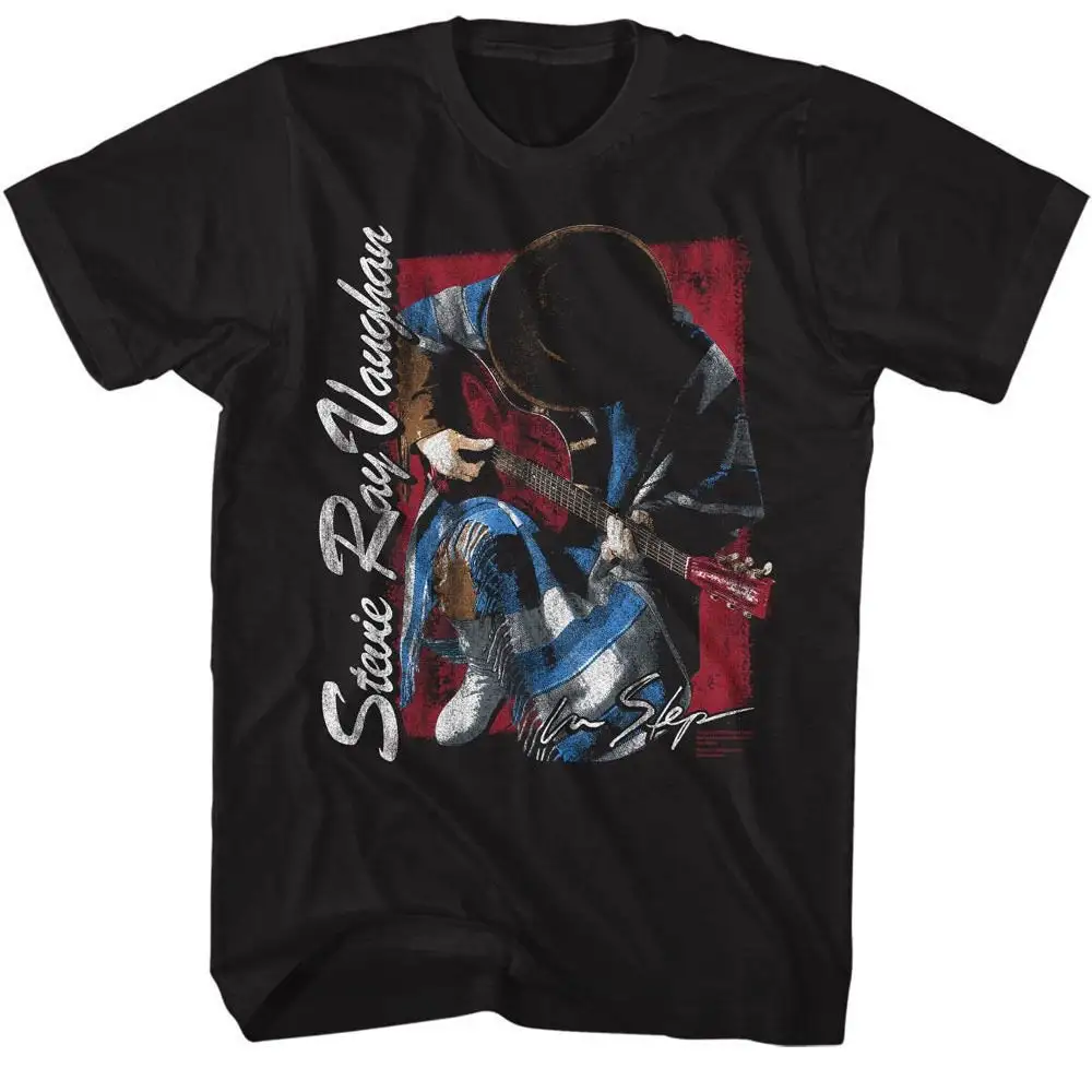 Stevie Ray Vaughan Kneeling Black T Shirt