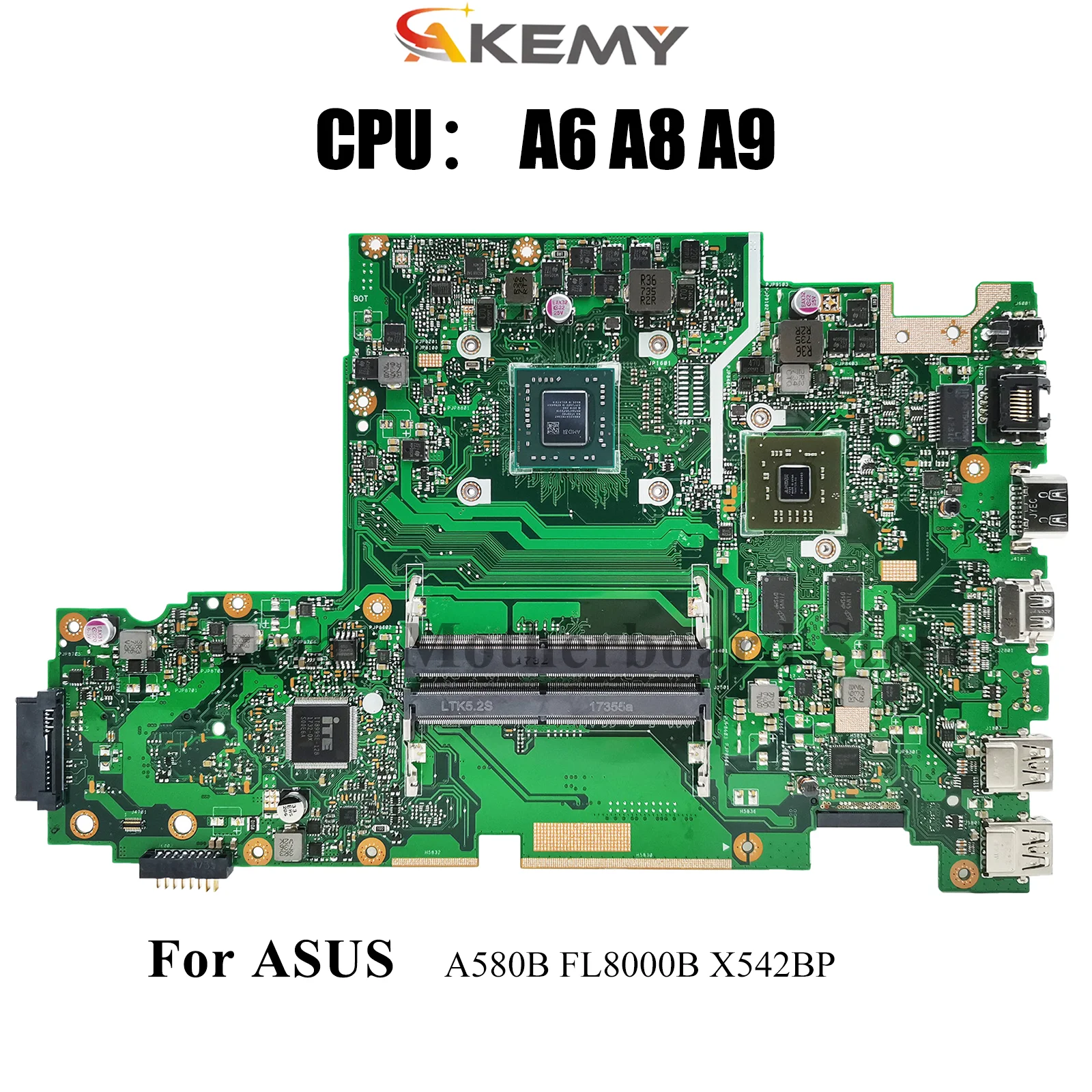 

X542BP Материнская плата для ноутбука ASUS VivoBook X542BP FL8000B X542B A580B Материнская плата для ноутбука с процессором A6 A8 A9 100% tests OK stk