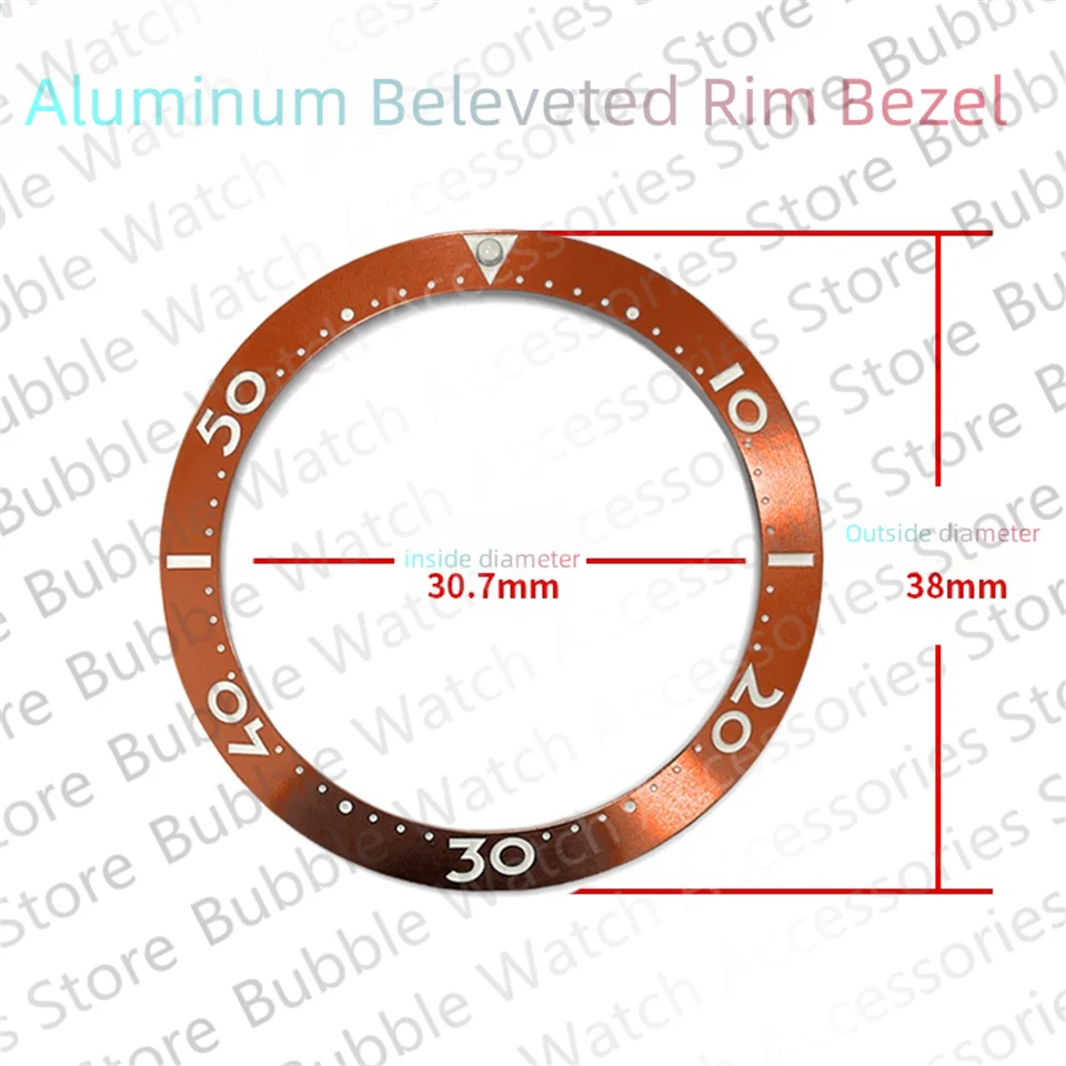 38mmx30.7mm Blue Green Red 10-50 Aluminium Bezel Insert Fit For skx rlx Men's Mechanical Watch