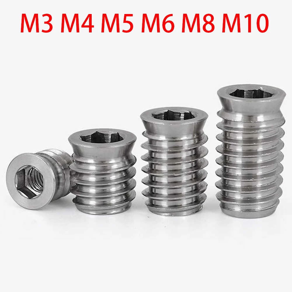 M3 M4 M5 M6 M8 M10 Internal External Teeth Pre Embedded Nut 304 Stainless Steel Hex Socket Furniture Drive Insert Nuts