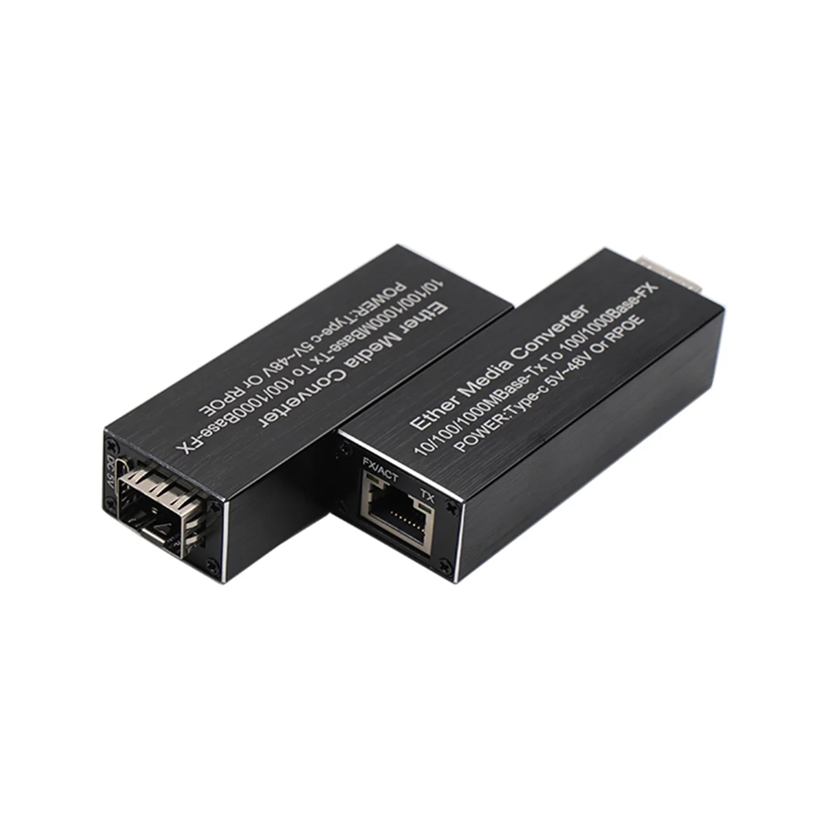 1.25G Mini RPOE Media Converter SFP Transceiver Module 5V DC Type-C Ingang 1 SFP Slot 1 RJ45 Ethernet Fiber Switch Met Behuizing