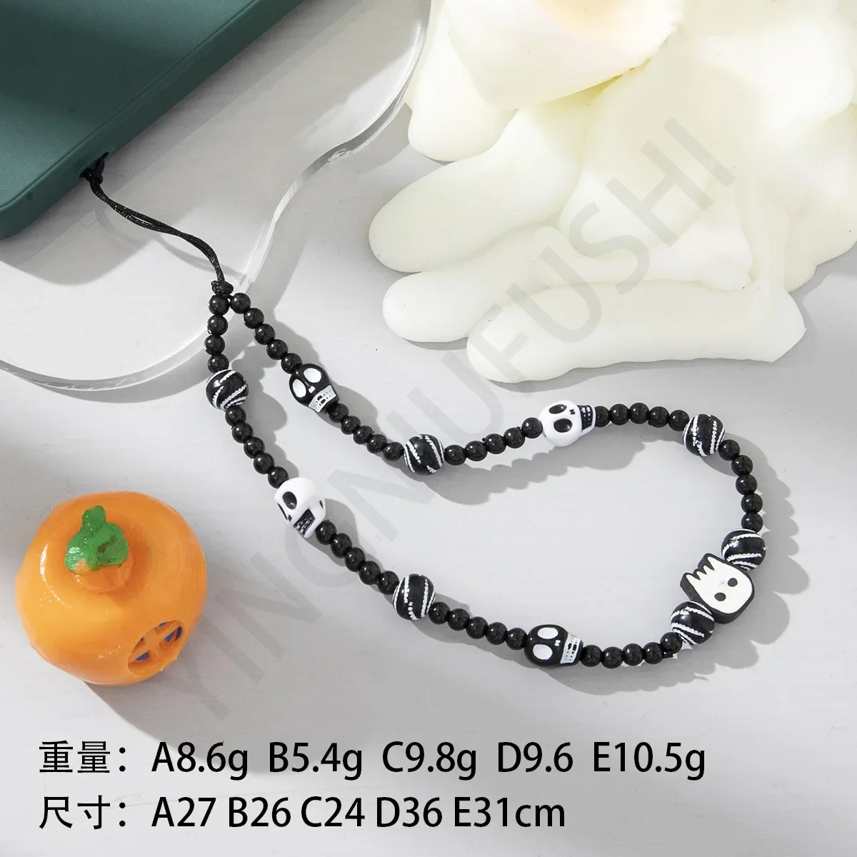 Halloween Acrylic Beaded Mobile Phone Chain Universal Mobile Phone Case Pendant Anti-lost Chain