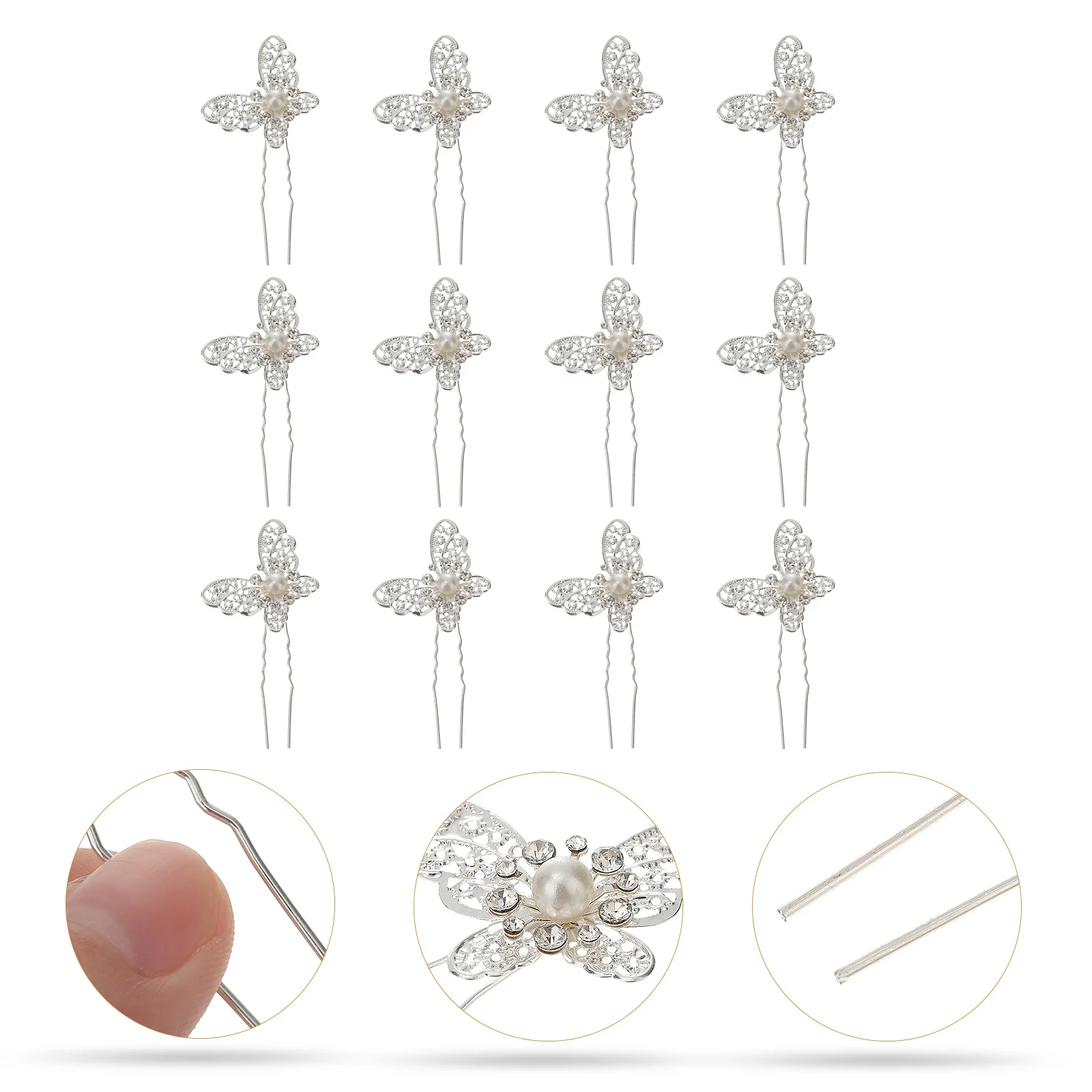 12 قطعة دبوس شعر على شكل فراشات لؤلؤية دبوس شعر رائع لحفلات الزفاف غطاء رأس للنساء إكسسوار شعر أنيق لتزيين الحفلات