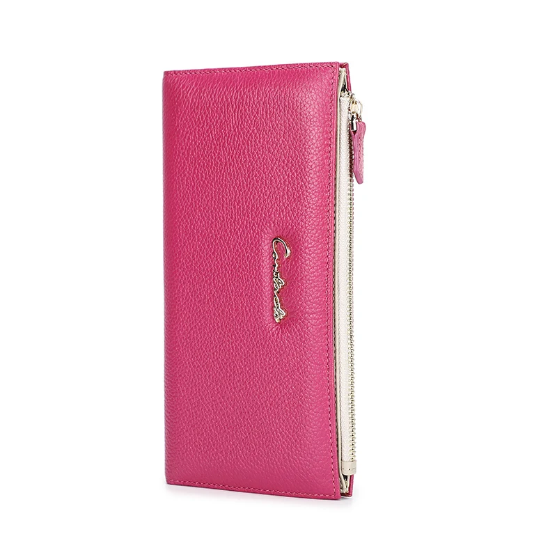 

Contact'S Genuine Leather Wallet Woman Clutch Versatile Handbag Female Coin Purse Long Zipper And Hasp Card Holder Phone Pocket